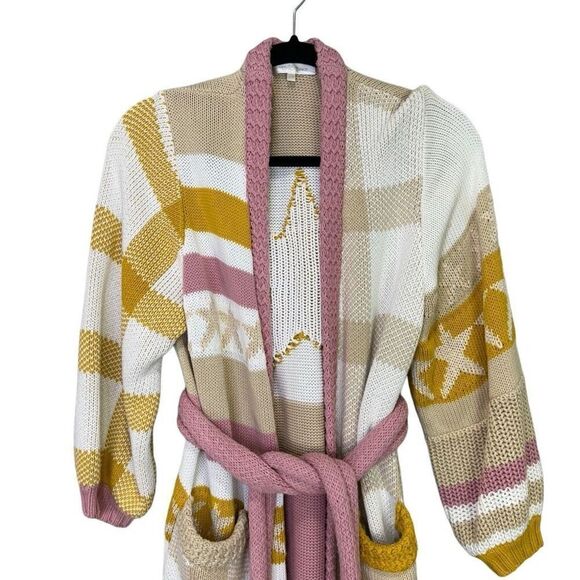 LoveShackFancy Grayson Duster Desert Sunset Colorblock Knit Cardigan XS/S - Picture 6 of 11